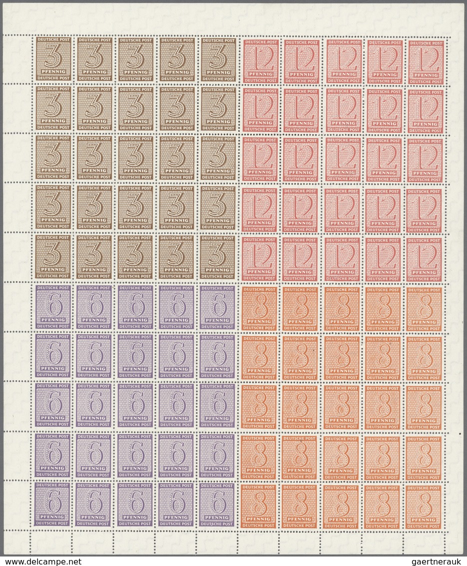 Sowjetische Zone - West-Sachsen: 1945, Freimarken Ziffern, Beide Großbogen, Postfrisch, Unsigniert ( - Sonstige & Ohne Zuordnung