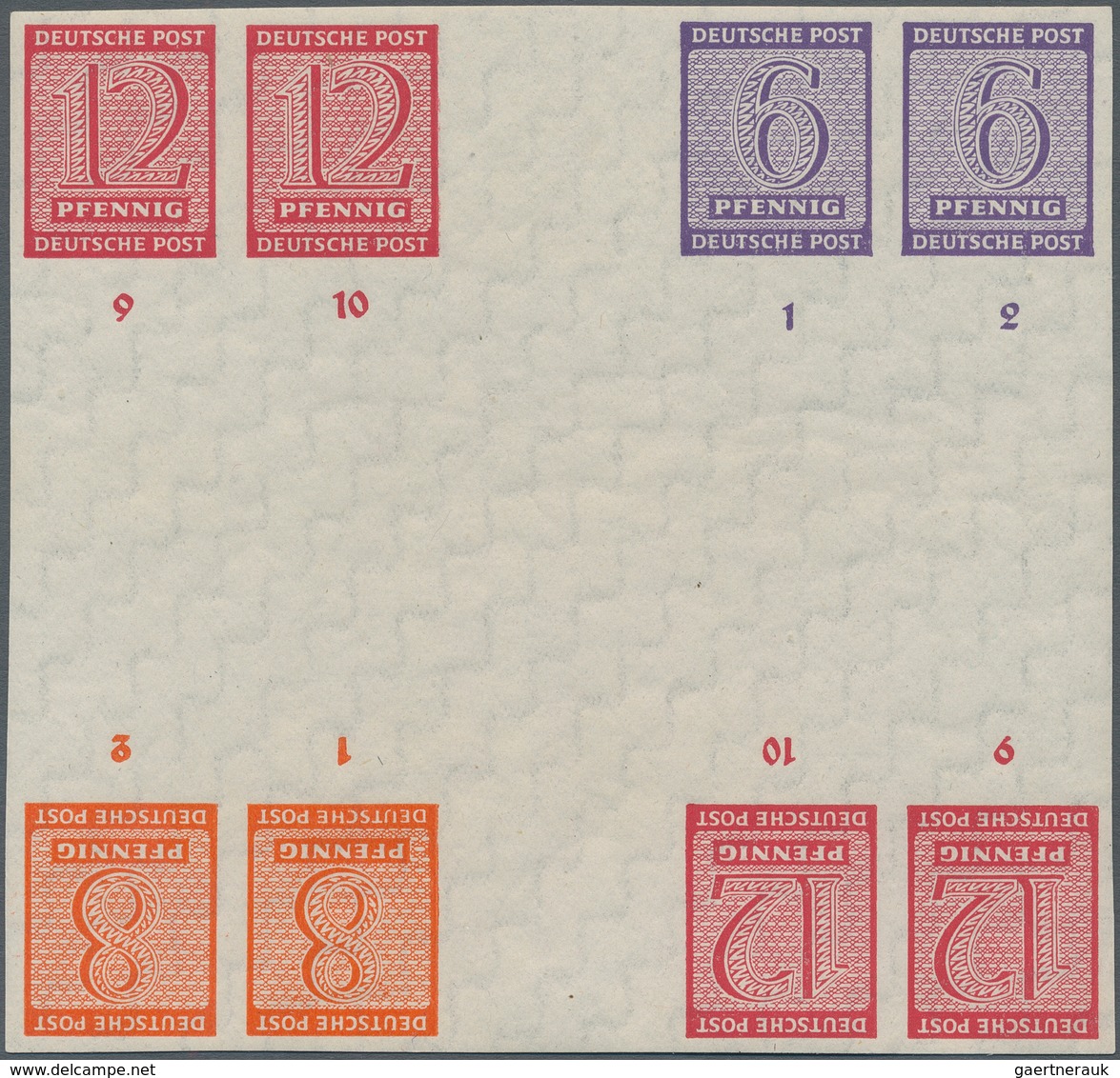 Sowjetische Zone - West-Sachsen: 1945, Freimarken Ziffern, Herzstück 12-6/8-12 Pfg. Mit Links Und Re - Andere & Zonder Classificatie
