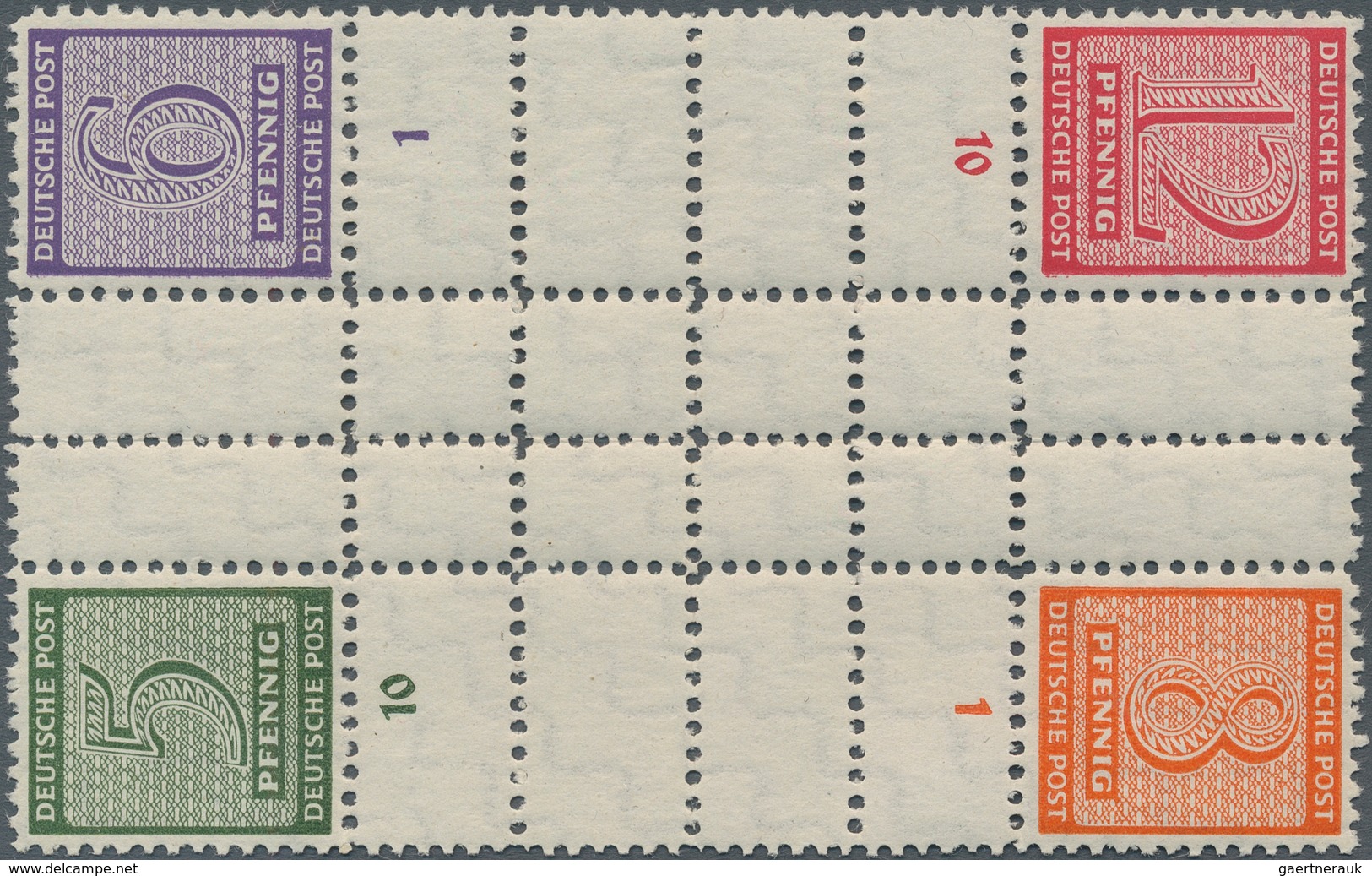 Sowjetische Zone - West-Sachsen: 1945, Freimarken Ziffern Mit Amtlicher Versuchszähnung, Herzstück 5 - Andere & Zonder Classificatie