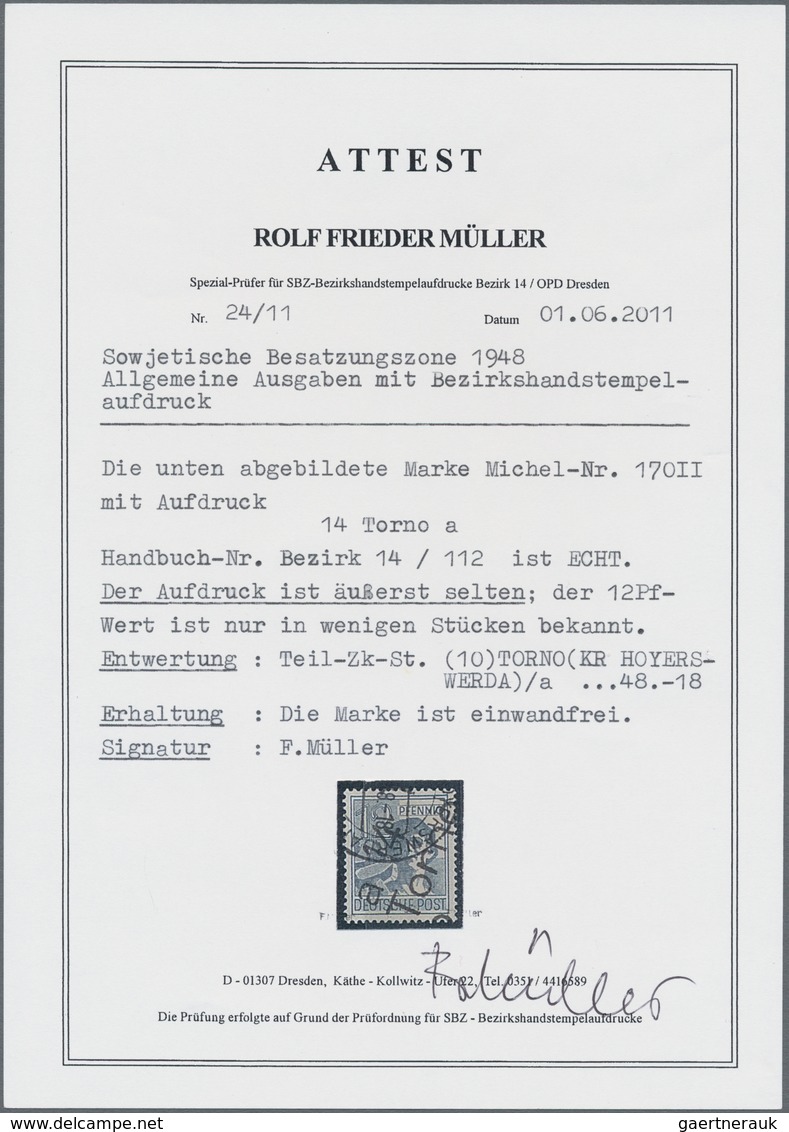 Sowjetische Zone - Bezirkshandstempel - II - Bez. 14 (Dresden): TORNO A: 12 Pf Arbeiter Mit Aufdruck - Other & Unclassified