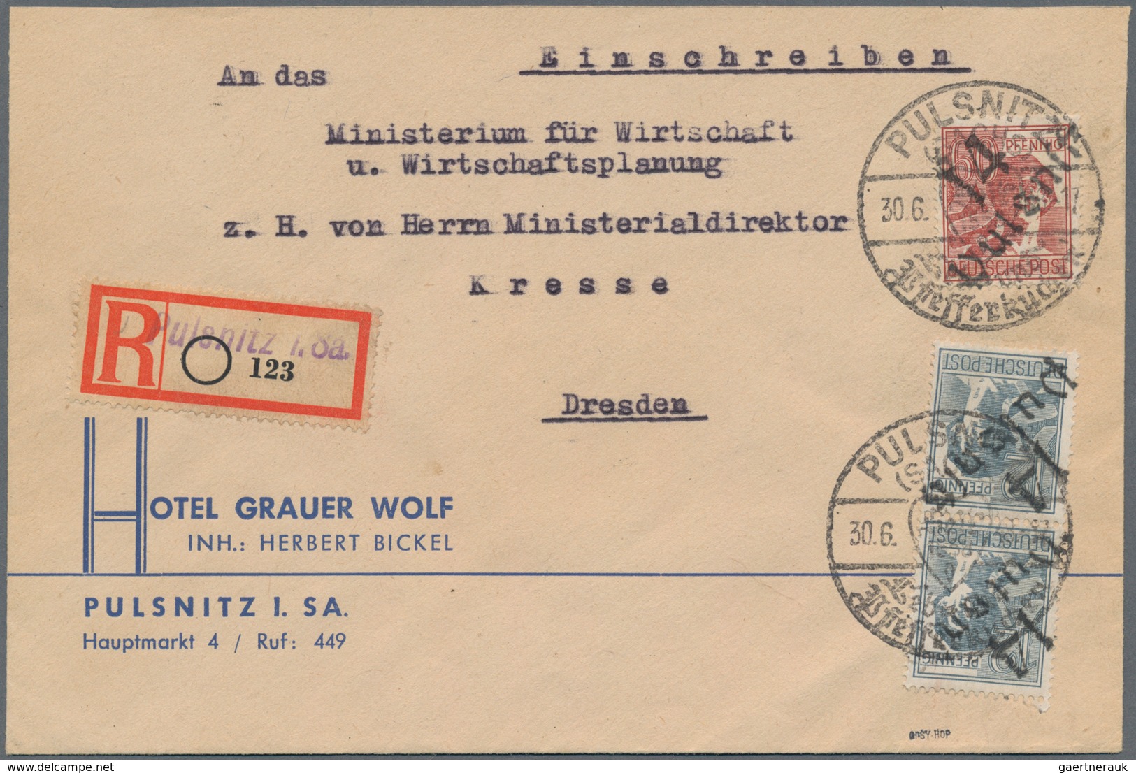 Sowjetische Zone - Bezirkshandstempel - II - Bez. 14 (Dresden): PULSNITZ: Helle 60 Pf Arbeiter Und P - Autres & Non Classés