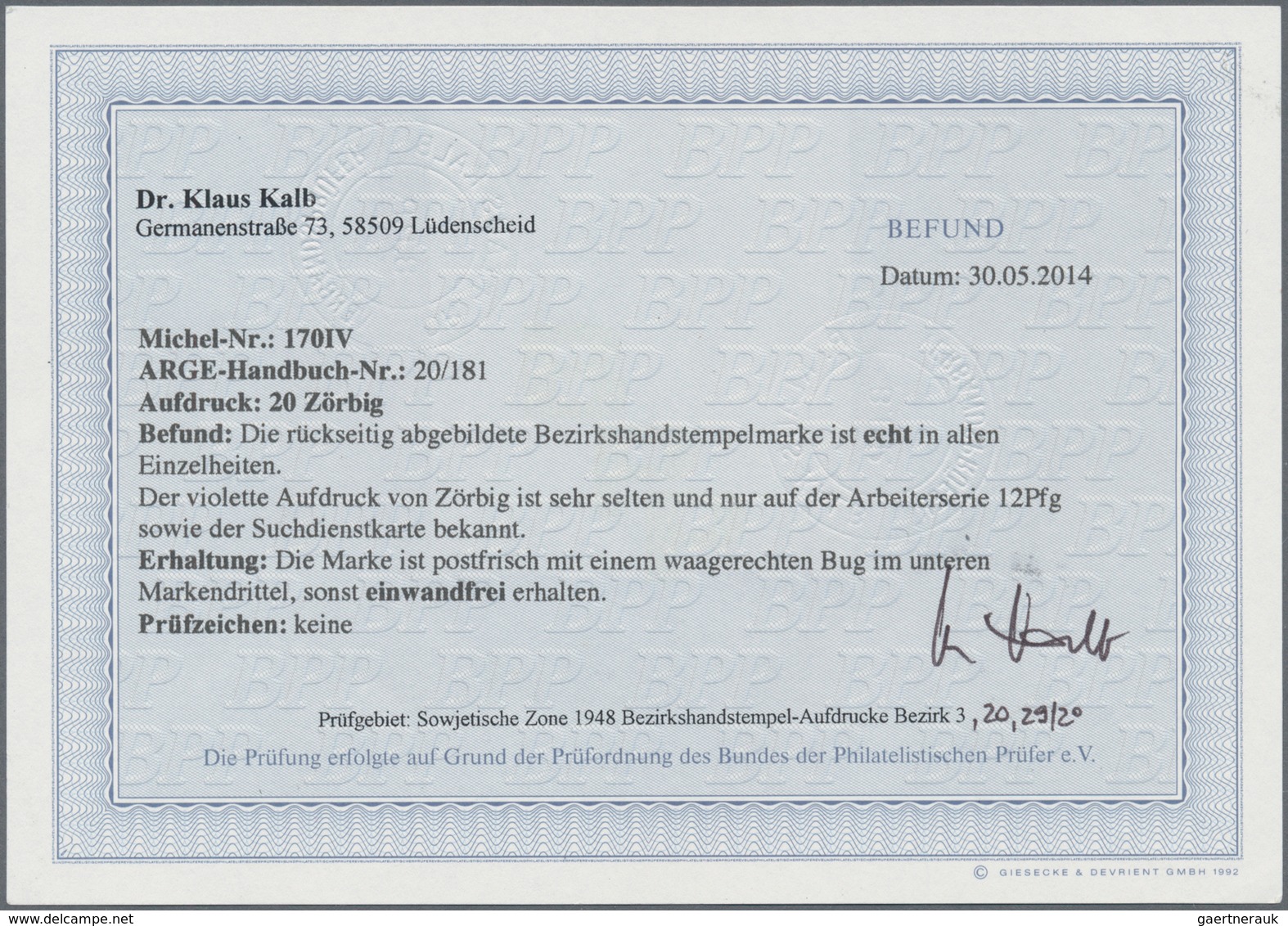 Sowjetische Zone - Bezirkshandstempel - IV - Bez. 20 (Halle): ZÖRBIG: 12 Pf Arbeiter Mit Violettem A - Andere & Zonder Classificatie