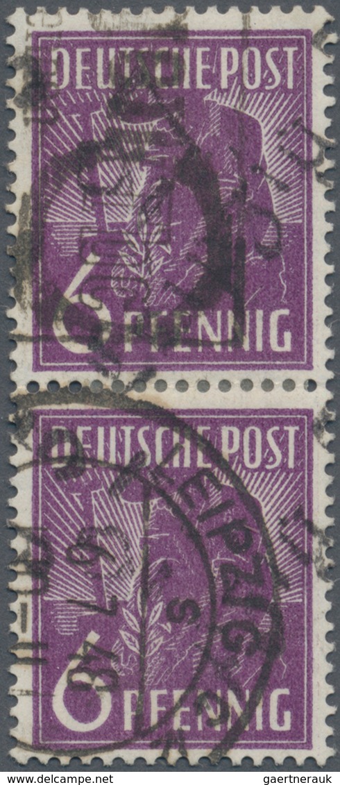 Sowjetische Zone - Bezirkshandstempel - V - Bez. 27 (Leipzig): LEIPZIG 5: 2 X 6 Pf Arbeiter Mit Hand - Other & Unclassified