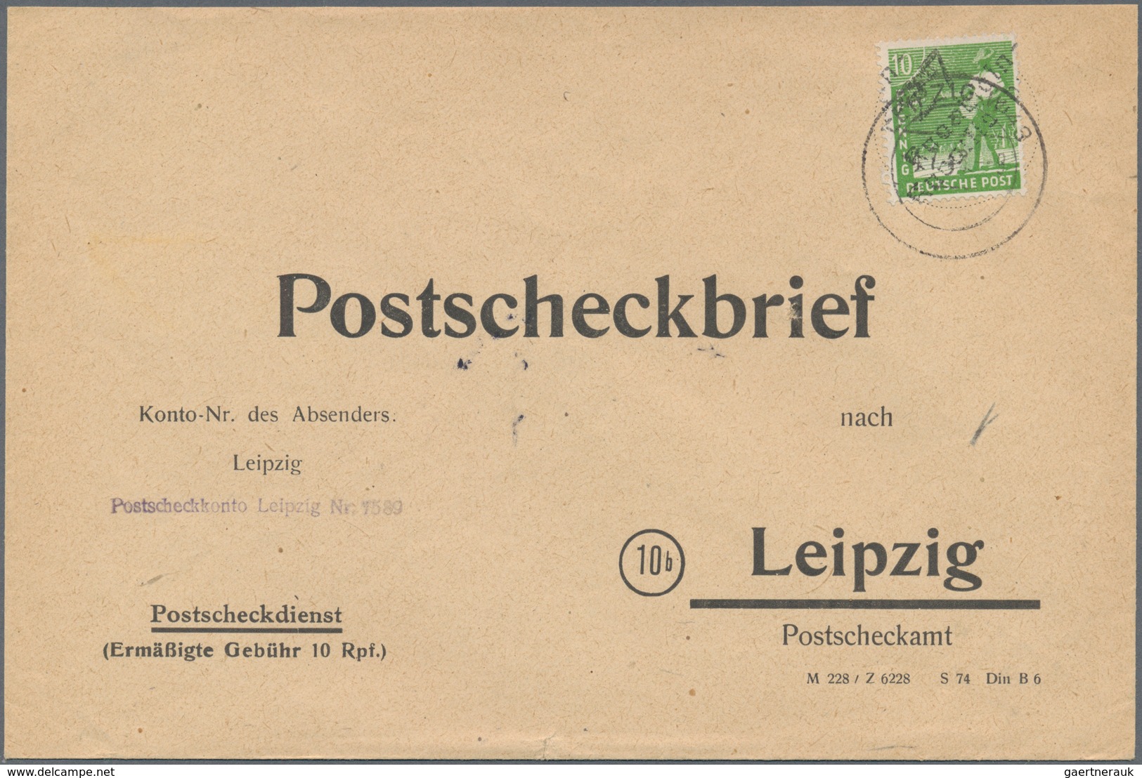 Sowjetische Zone - Bezirkshandstempel - V - Bez. 27 (Leipzig): KNAUTHAIN-KNAUTKLEEBERG: 10 Pf Arbeit - Other & Unclassified