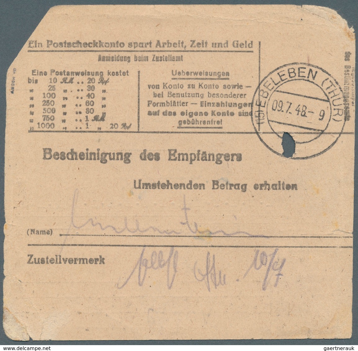 Sowjetische Zone - Bezirkshandstempel - V - Bez. 27 (Leipzig): 1948, "a 27 Miltitz" Auf "heller 60" - Other & Unclassified