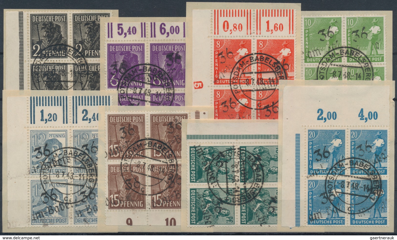 Sowjetische Zone - Bezirkshandstempel - VII - Bez. 36 (Potsdam): 1948, 2 Pf Bis 84 Pf "BEZIRK 36 Pot - Sonstige & Ohne Zuordnung