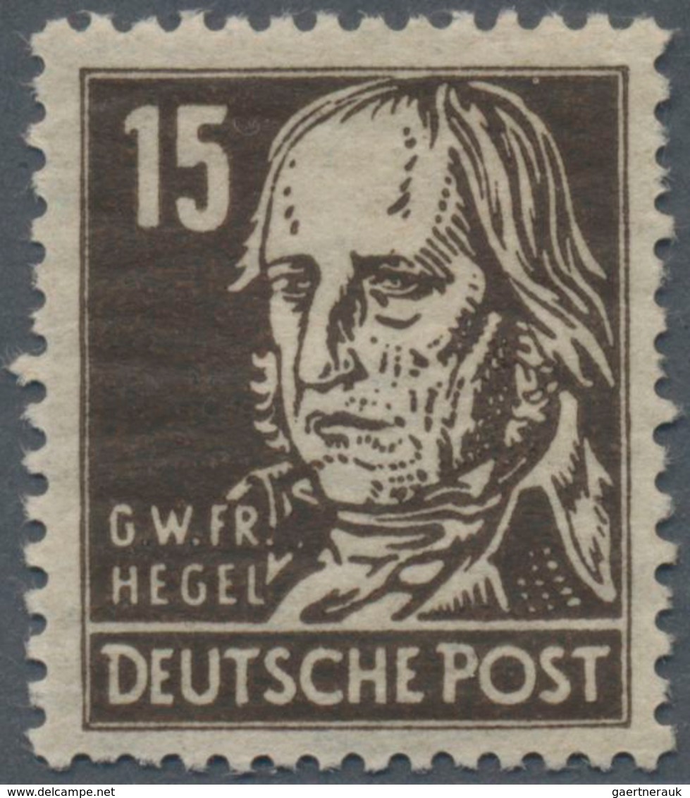 Sowjetische Zone - Allgemeine Ausgaben: 1948, 15 Pfg. Hegel Schwarzbraun Mit Waagerechter Borkengumm - Autres & Non Classés