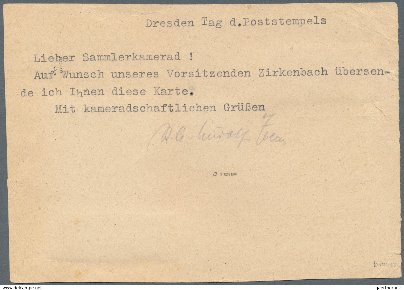 Sowjetische Zone - Ganzsachen: 1945, Verschnittene Postkarte 6 Pf Ziffer Mit Zusatz-MischFr Zus. 56 - Andere & Zonder Classificatie