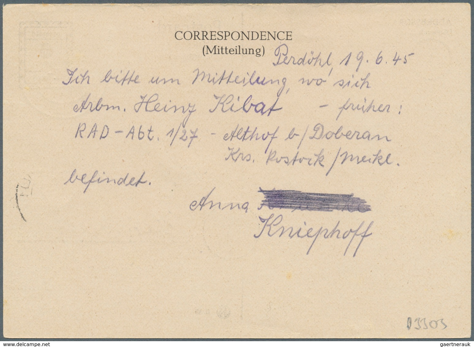 Sowjetische Zone - Ganzsachen: 1945, RPD Schwerin, Postkarte 6 Pf Sauber Ortsgebraucht (19.6.45), Mi - Andere & Zonder Classificatie