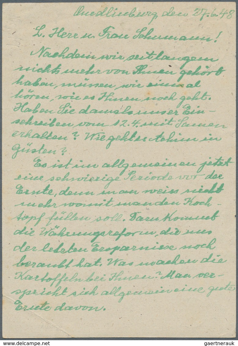 Sowjetische Zone - Ganzsachen: 1948, 12 Pfg. Arbeiter Ganzsachenkarte Mit Handstempel "20/Quedlinbur - Other & Unclassified