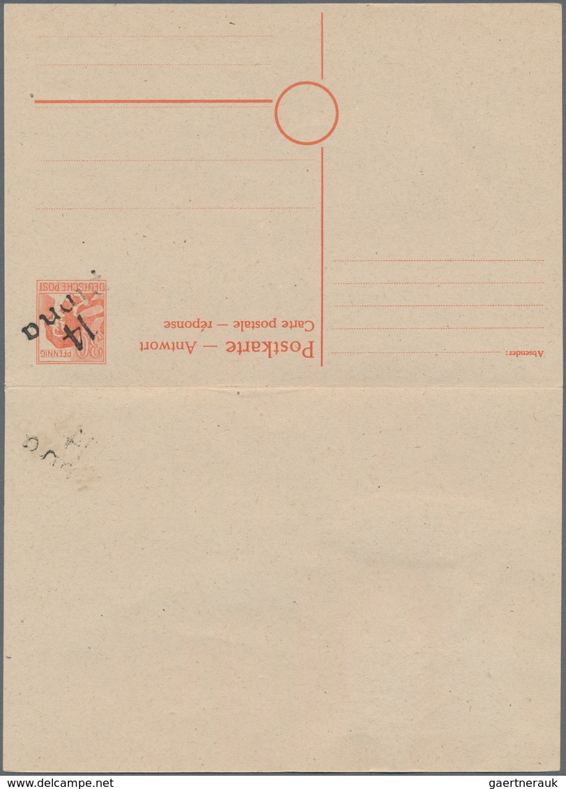 Sowjetische Zone - Ganzsachen: 1948, 30 Pf Arbeiter Antwortdoppelkarte Mit Bezirkshandstempel-Aufdru - Other & Unclassified