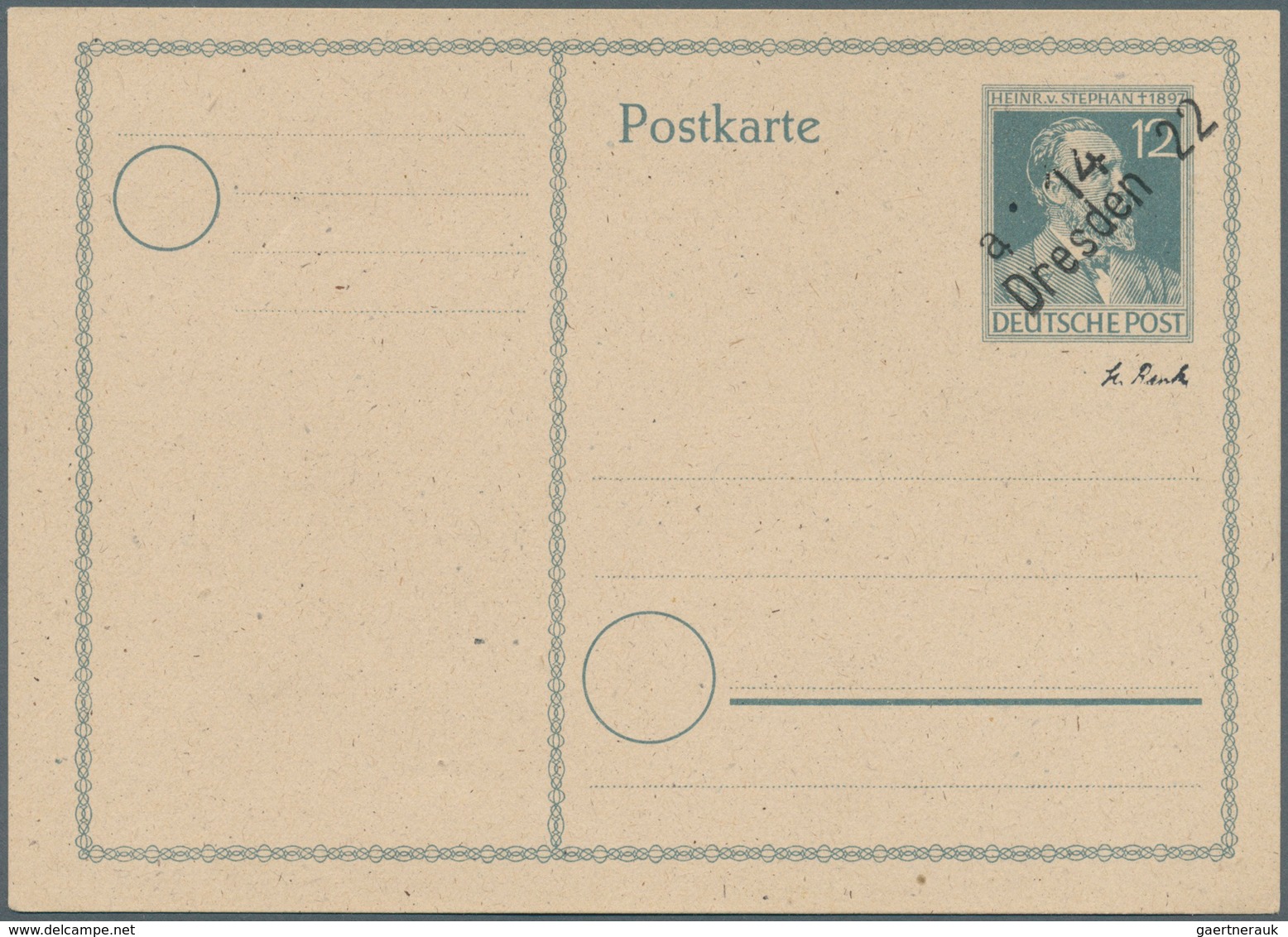 Sowjetische Zone - Ganzsachen: 1948, "a 14 Dresden 22", Bezirkshandstempel Auf Postkarte 12 Pf Graub - Sonstige & Ohne Zuordnung