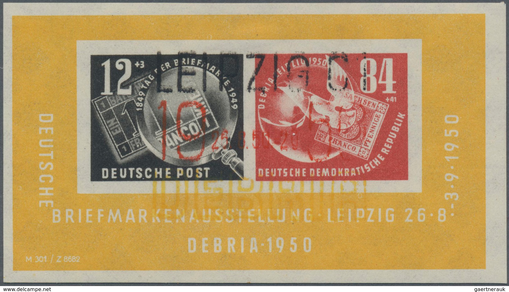 DDR: 1950, DEBRIA Block-Ausgabe Mit PLATTENFEHLER "weißer Punkt Unten Links Im 'R' In 'FRANCO'auf De - Covers & Documents