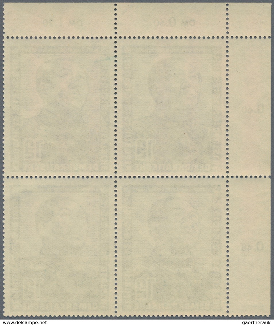 DDR: 1951, 12 - 50 Pf Deutsch-chinesische Freundschaft Kpl. Postfrisch Vom Rand/Eckrand Im 4er-Block - Lettres & Documents