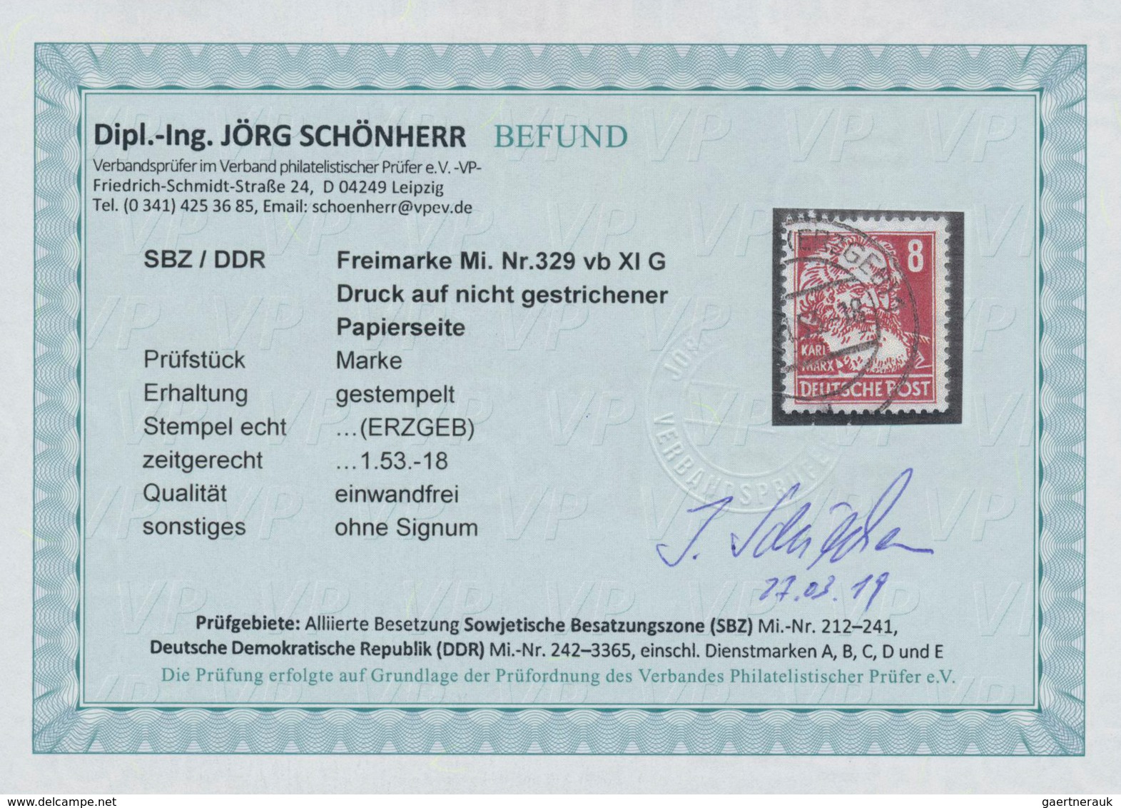 DDR: 1953, 8 Pfg "Karl Marx" Bräunlichrot, Druck Auf Nicht Gestrichener Papierseite, Zeitgerecht Ges - Briefe U. Dokumente