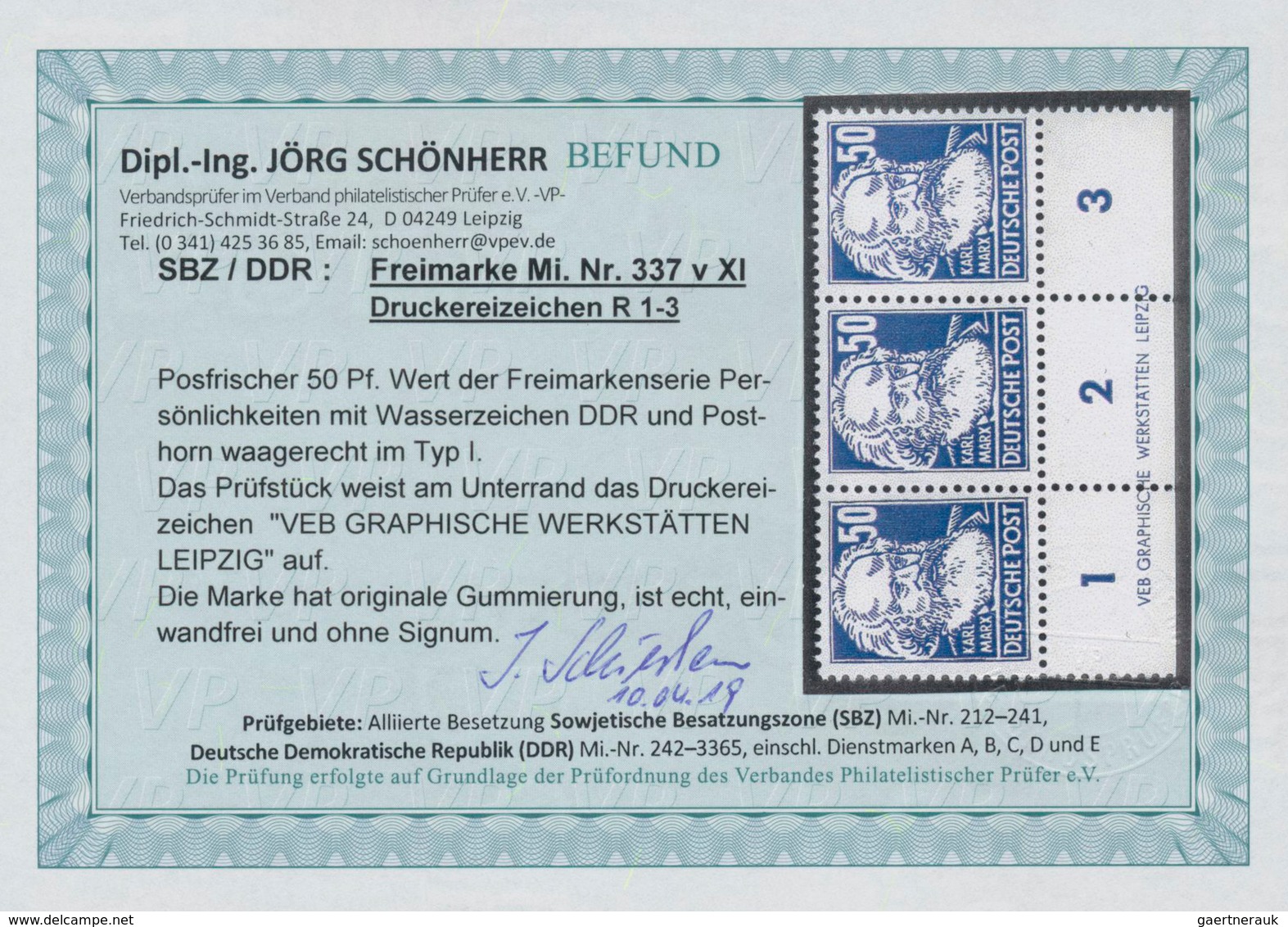 DDR: 1953, 50 Pfg. Marx Dunkelviolettblau Im Waagerechten Dreierstreifen Aus Der Linken Unteren Boge - Lettres & Documents