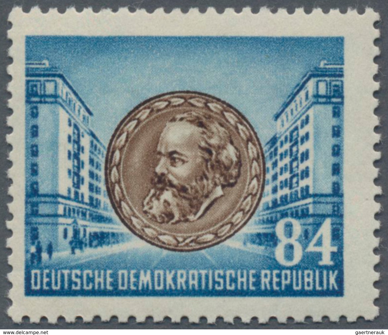 DDR: 1953, 84 Pf. Marx Mit Druck Irrtümlich Auf Der Ungestrichenen, Für Die Gummierung Vorgesehenen - Briefe U. Dokumente