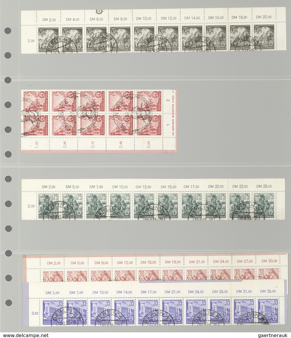 DDR: 1953, 17 Werte Als Oberrand- Zehnerstreifen Und 24 Pfg. Als Eckrand - Zehnerblock Unten Links J - Cartas & Documentos