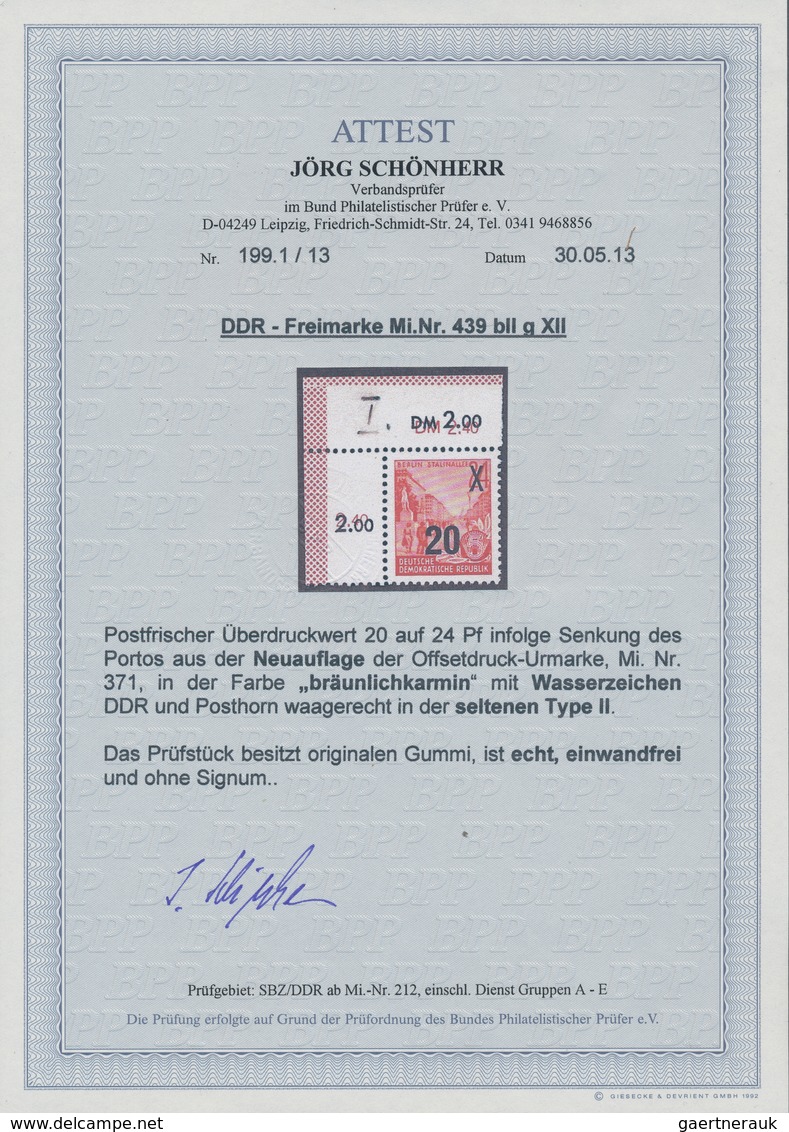 DDR: 1954, 20 Auf 24 Pf Bräunlichkarmin Aus Der Linken Oberen Bogenecke, Aufdruckmarke Infolge Porto - Lettres & Documents