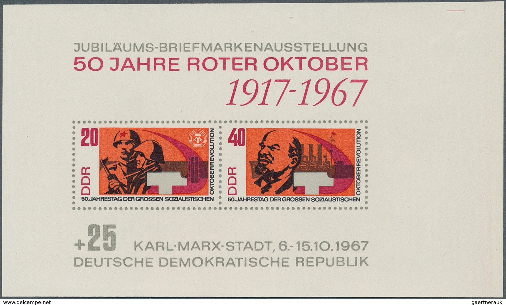 DDR: 1967, Block-Ausgabe „Jubiläums-Briefmarkenausstellung 50 Jahre Roter Oktober”, In Allen 5 Versc - Covers & Documents