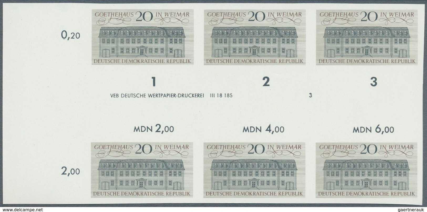 DDR: 1967, Stätten Des Klassischen Deutschen Humanismus 20 Pf. 'Goethehaus In Weimar' In 3 Verschied - Lettres & Documents