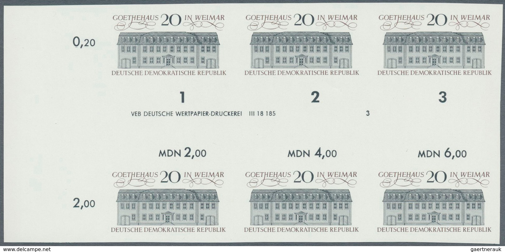 DDR: 1967, Stätten Des Klassischen Deutschen Humanismus 20 Pf. 'Goethehaus In Weimar' In 3 Verschied - Lettres & Documents