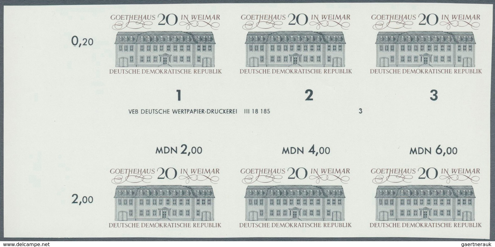 DDR: 1967, Stätten Des Klassischen Deutschen Humanismus 20 Pf. 'Goethehaus In Weimar' In 3 Verschied - Briefe U. Dokumente