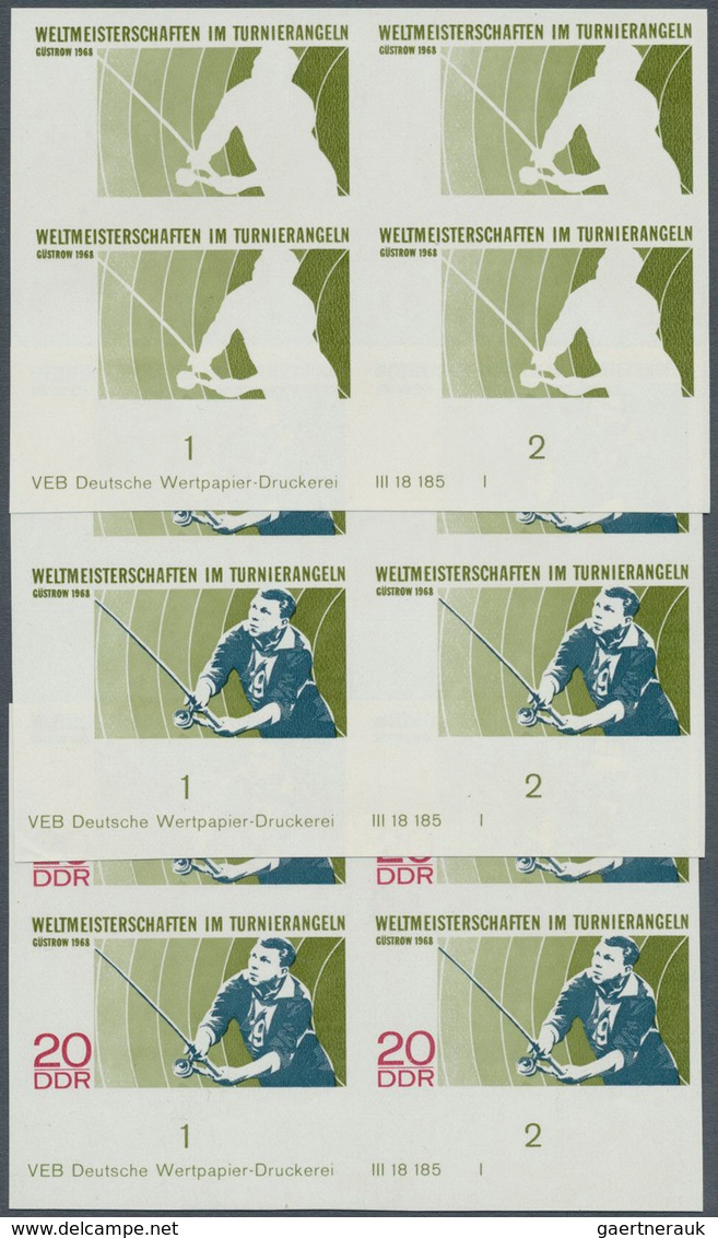 DDR: 1968, Weltmeisterschaften Im Turnierangeln In Güstrow 20 Pf. 'Angler' In 3 Verschiedenen Ungezä - Lettres & Documents