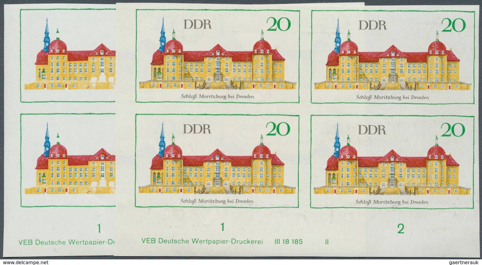 DDR: 1968, Bedeutende Bauwerke 20 Pf. 'Schloß Moritzburg Bei Dresden' In 5 Verschiedenen Ungezähnten - Cartas & Documentos