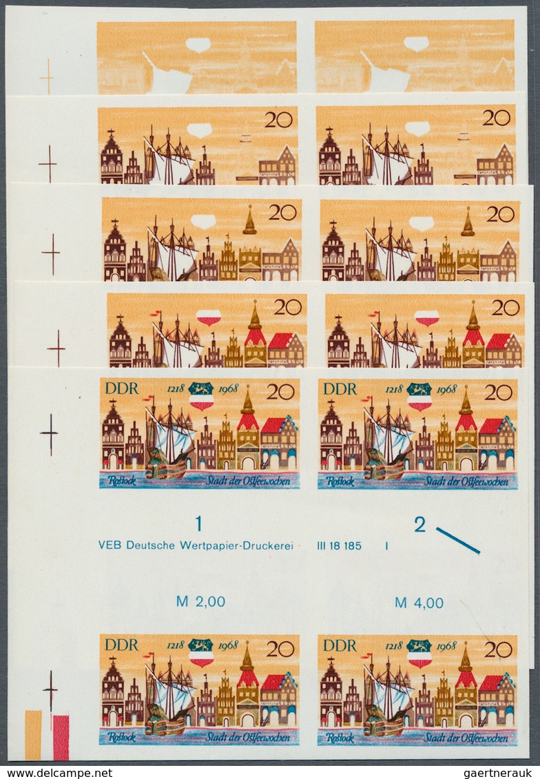 DDR: 1968, 750 Jahre Rostock 20 Pf. 'Historische Stadtansicht Von Rostock' In 5 Verschiedenen Ungezä - Covers & Documents