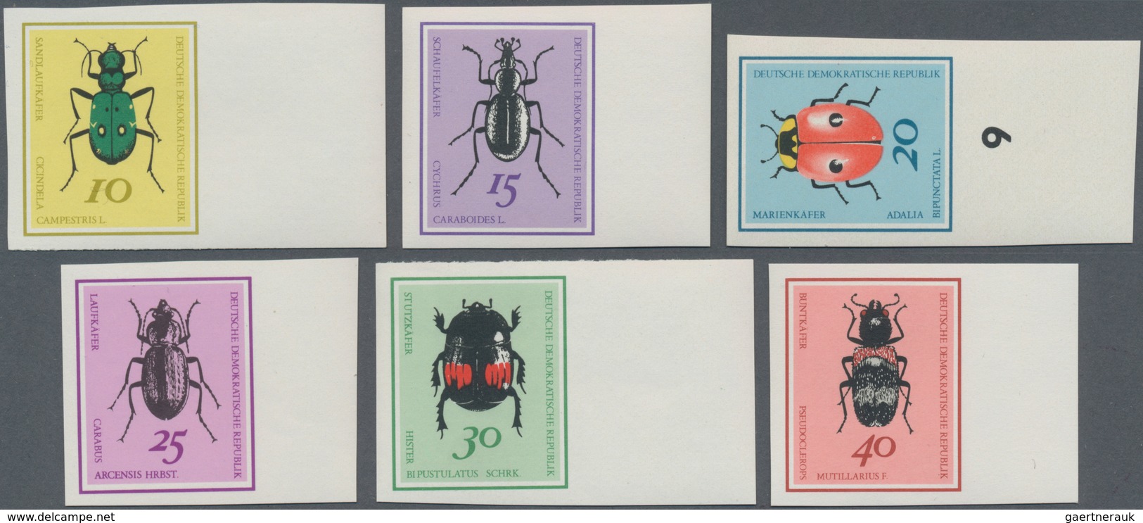DDR: 1968, Käfer UNGEZÄHNT In Originalfarben, 6 Werte Komplett, Fotoattest - Lettres & Documents