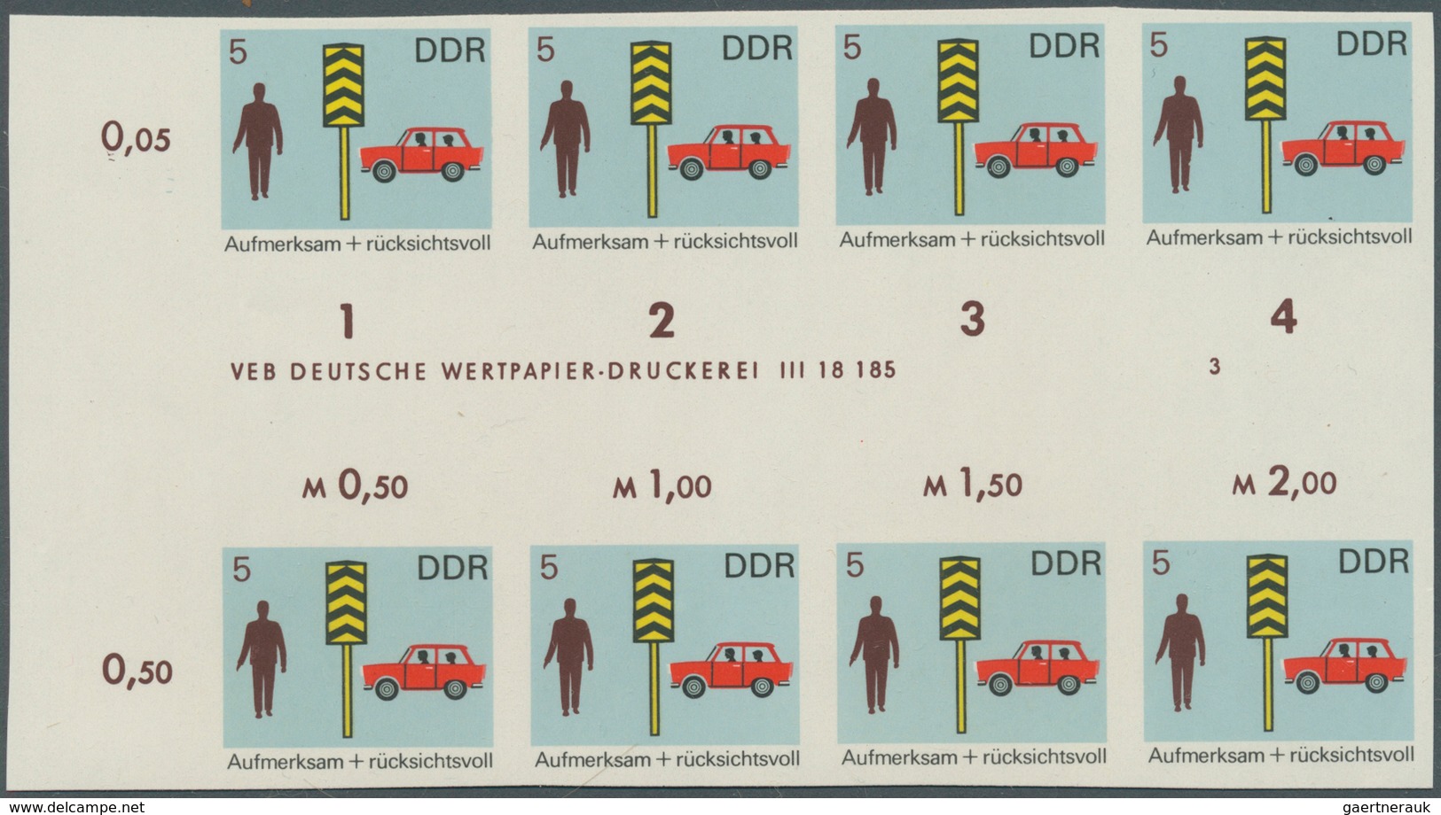 DDR: 1969, Sicherheit Im Straßenverkehr 5 Pf. 'Rücksichtnahme Auf Fußgänger' In 6 Verschiedenen Unge - Covers & Documents