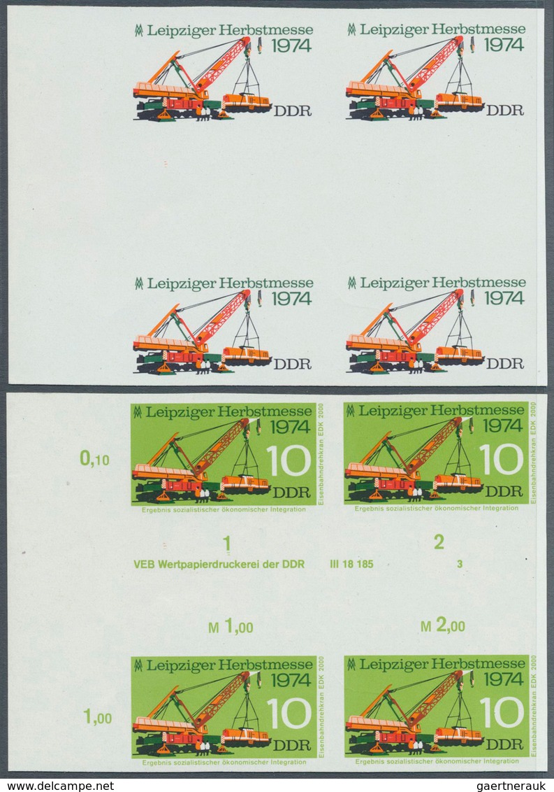 DDR: 1974, Leipziger Herbstmesse 10 Pf. 'Eisenbahndrehkran EDK 2000' In 5 Verschiedenen Ungezähnten - Covers & Documents