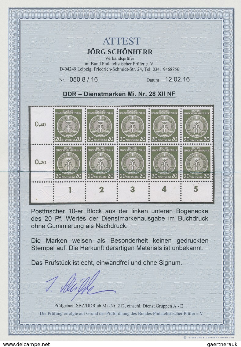 DDR - Dienstmarken A (Verwaltungspost B): 1956, 20 Pfennig Dienstmarke Staatswappen Zirkelbogen Als - Sonstige & Ohne Zuordnung