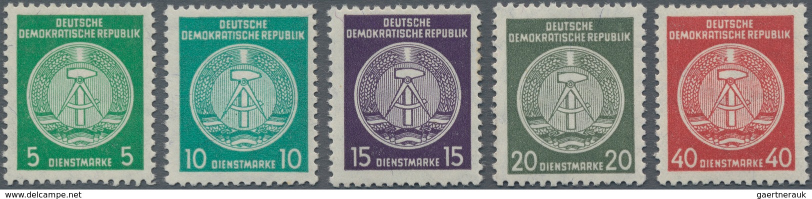 DDR - Dienstmarken A (Verwaltungspost B): 1956, 5 Pfg. - 40 Pfg. Zirkelbogen Nach Rechts Auf Gefaser - Altri & Non Classificati