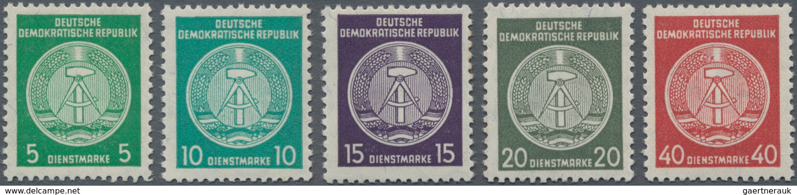 DDR - Dienstmarken A (Verwaltungspost B): 1956, 5 Pfg. - 40 Pfg. Zirkelbogen Nach Rechts Auf Gefaser - Andere & Zonder Classificatie