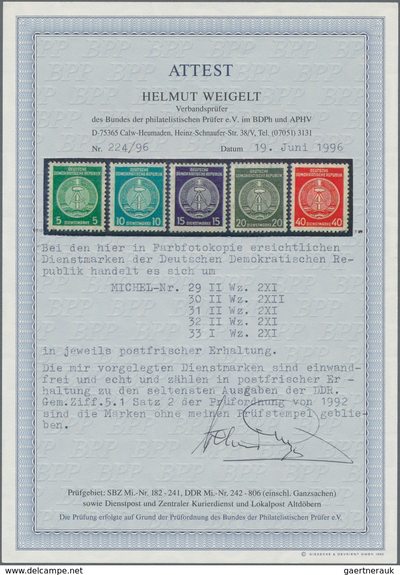 DDR - Dienstmarken A (Verwaltungspost B): 1956, 5 Pfg. - 40 Pfg. Zirkelbogen Nach Rechts Auf Gefaser - Sonstige & Ohne Zuordnung
