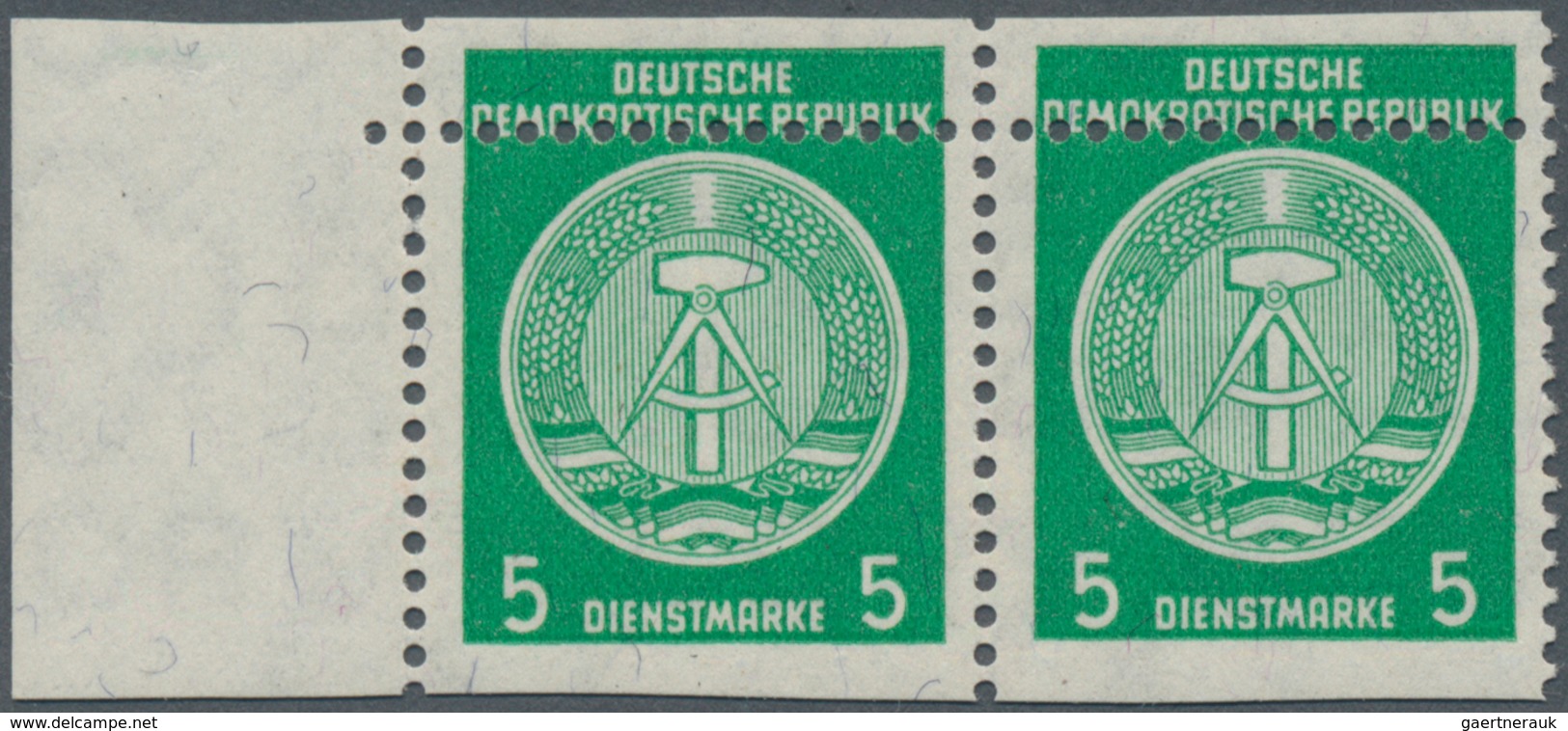 DDR - Dienstmarken A (Verwaltungspost B): 1954, 5 Pf Smaragdgrün Im Waager. Paar Vom Linken Rand Mit - Autres & Non Classés