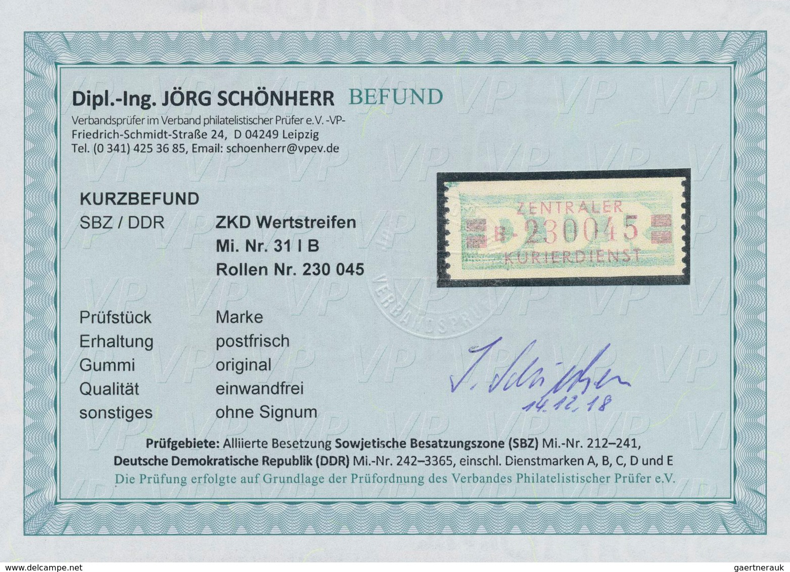 DDR - Dienstmarken B (Verwaltungspost A / Zentraler Kurierdienst): 1959, Wertstreifen Für Den ZKD, 2 - Autres & Non Classés