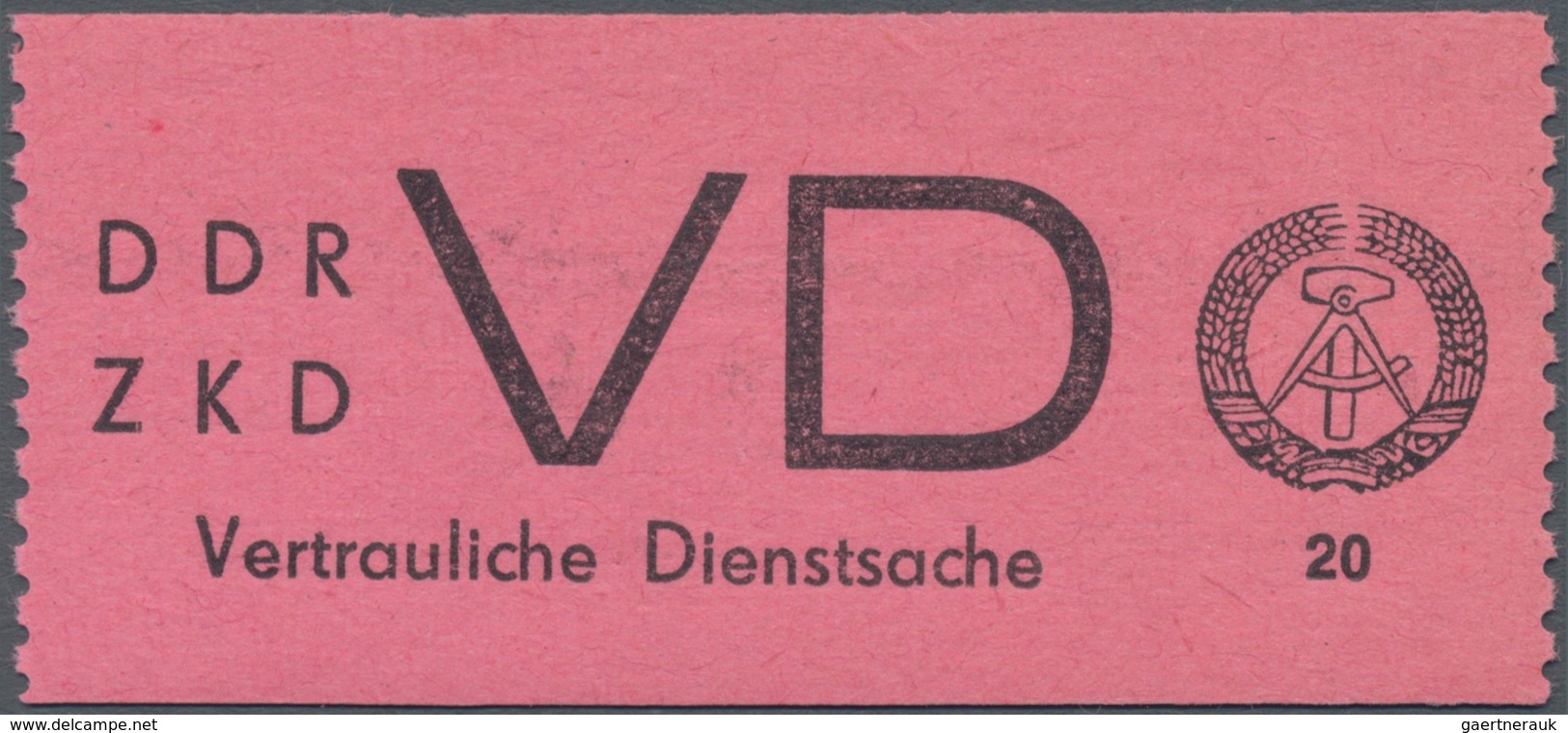 DDR - Dienstmarken D (Vertrauliche Dienstsachen): 1965, 20 Pfg. Schwarz Auf Hellrosa, Einwandfrei Po - Sonstige & Ohne Zuordnung