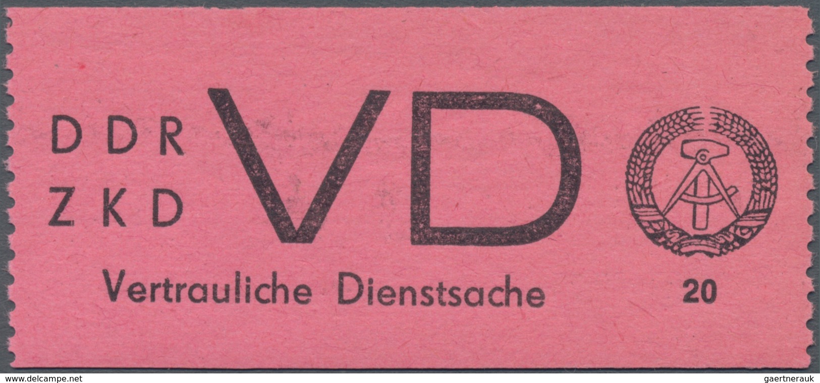 DDR - Dienstmarken D (Vertrauliche Dienstsachen): 1965, 20 Pfg. Schwarz Auf Hellrosa, Einwandfrei Po - Andere & Zonder Classificatie