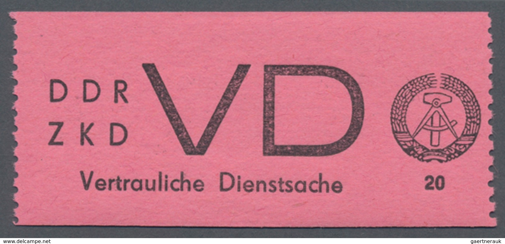 DDR - Dienstmarken D (Vertrauliche Dienstsachen): 1965, 20 Pfg. Schwarz Auf Hellrosa, Postfrisch Mit - Otros & Sin Clasificación