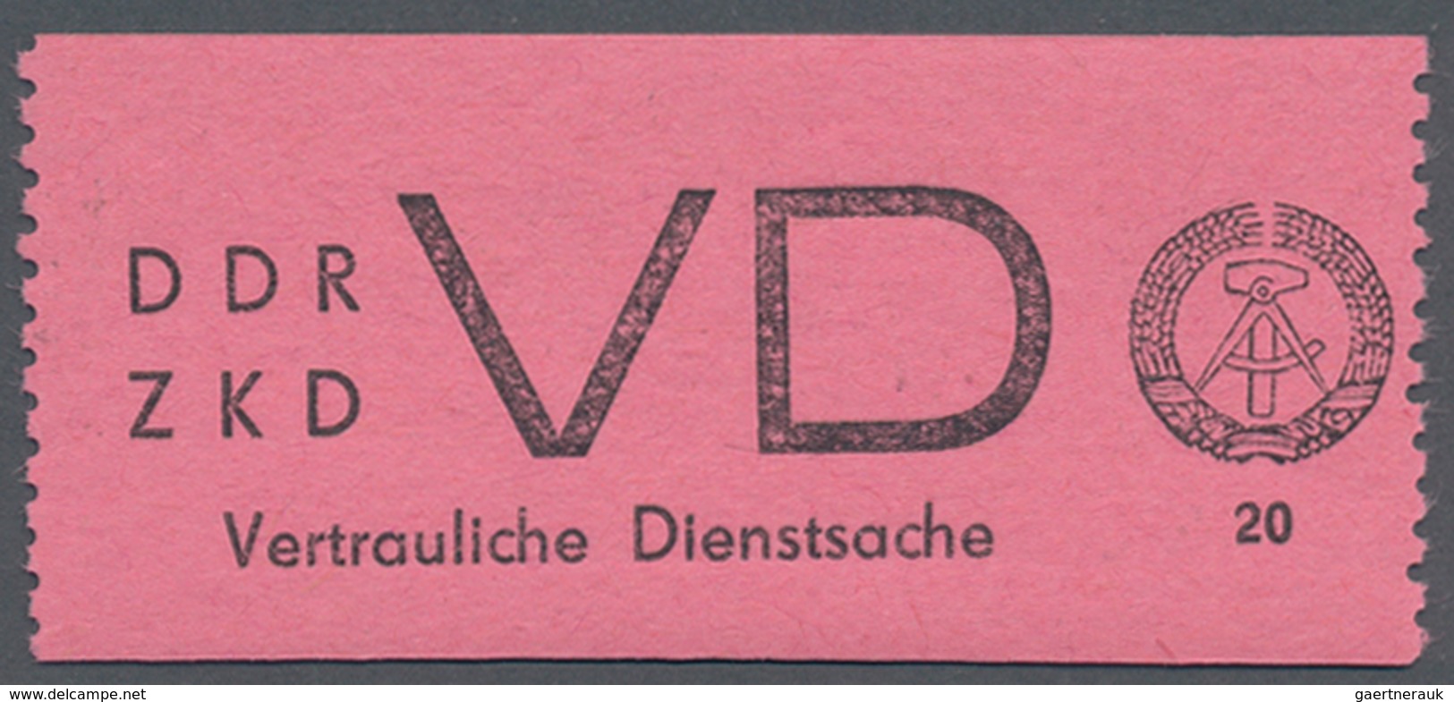 DDR - Dienstmarken D (Vertrauliche Dienstsachen): 1965, 20 Pfg. Schwarz Auf Hellrosa, Postfrisch Mit - Other & Unclassified