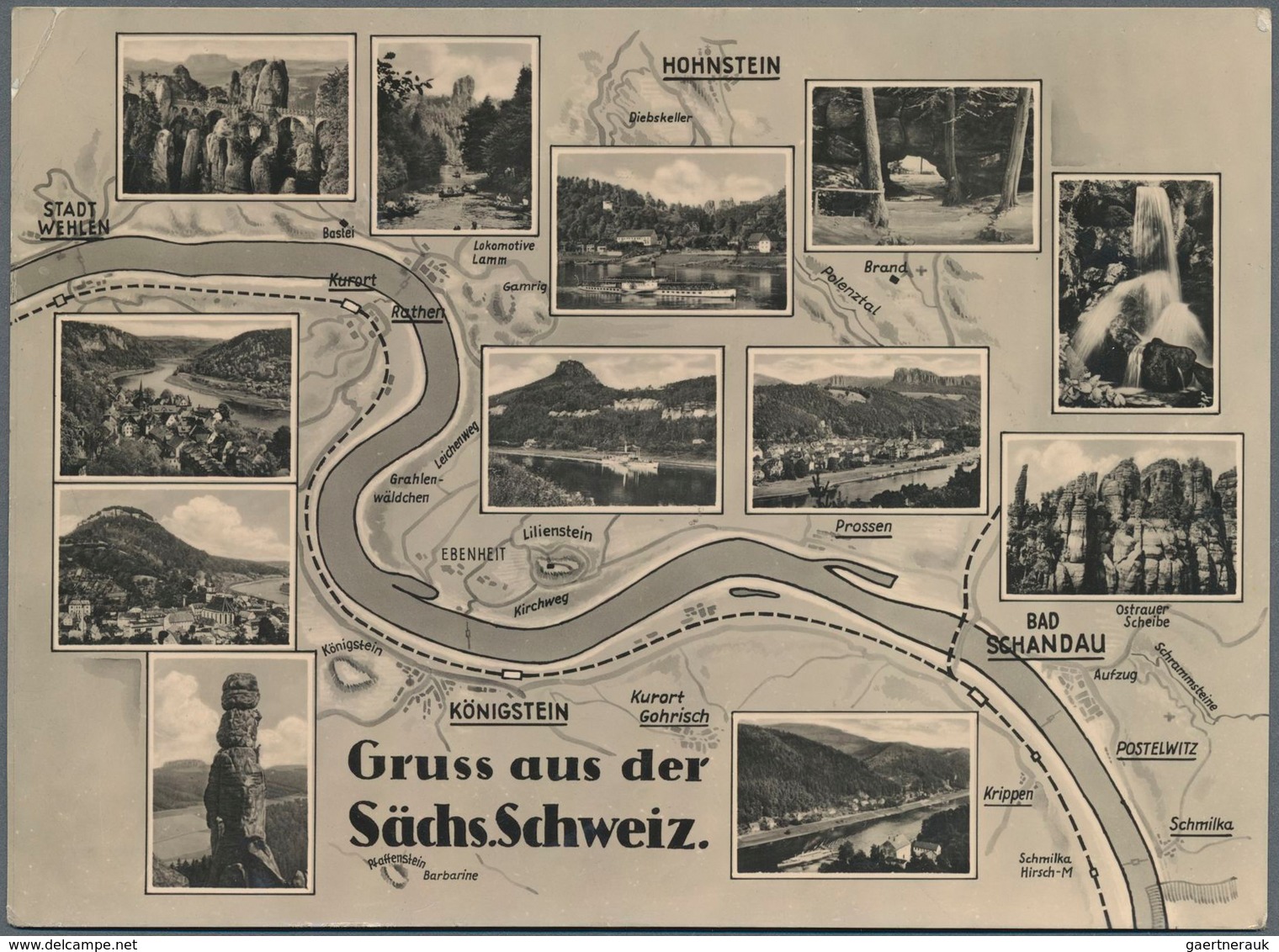 DDR - Ganzsachen: 1959. Privat-Postkarte 10 Pf Fünf-Jahr-Plan, Rs. Mit 12 Foto-Detailbildern "Gruss - Autres & Non Classés