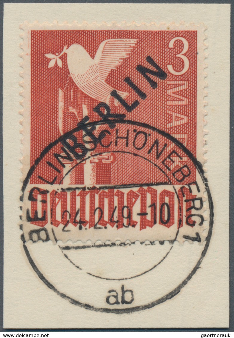 Berlin: 1948, 3 Mark Schwarzaufdruck, Zentrisch Gestempelt "BERLIN-SCHÖNEBERG 1 Ab 24.2.49 . -10" Au - Other & Unclassified