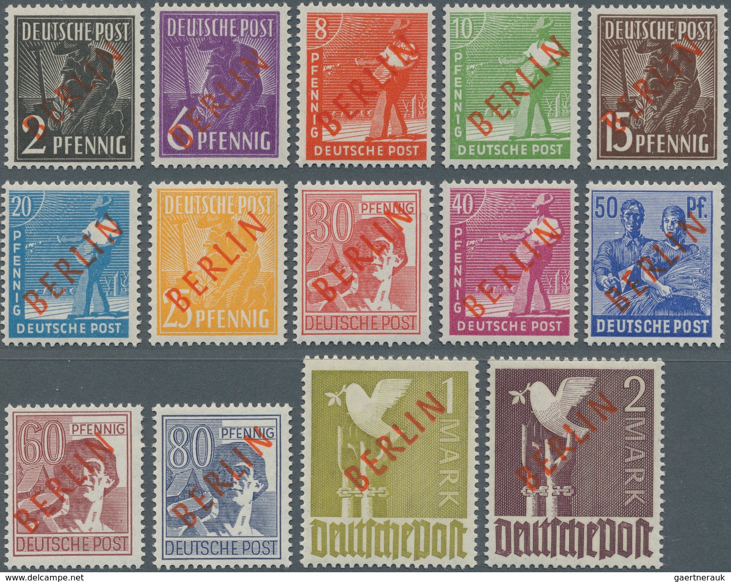 Berlin: 1949, Rotaufdruck, Kompletter Satz Postfrisch, Mi. 1400,- - Andere & Zonder Classificatie