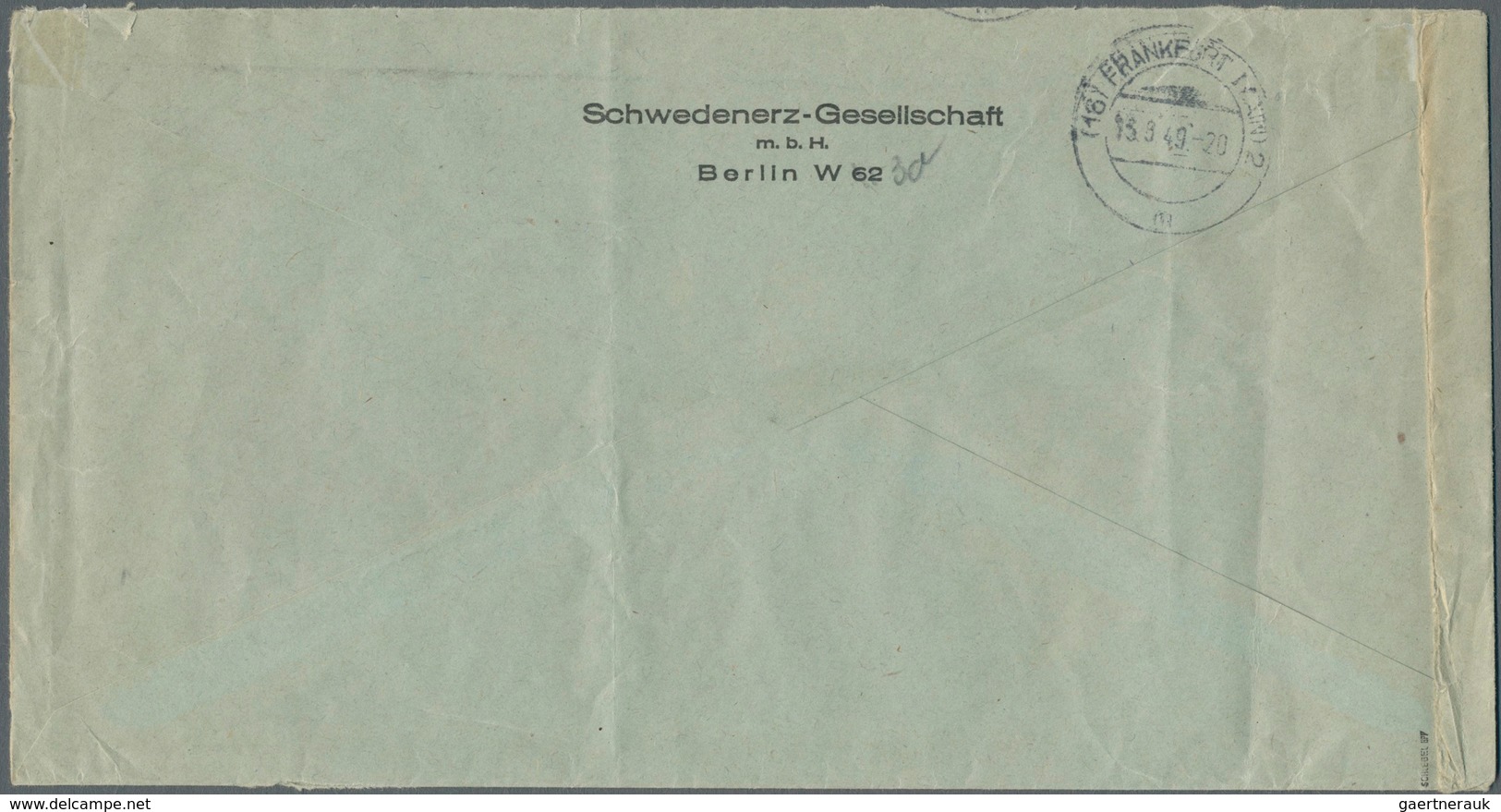 Berlin: 1949: Fenster-Langumschlag (Büge) Als Firmen-Luftpost Europa Im Tarif II 55 Pf. Mit 25 Pf. R - Other & Unclassified