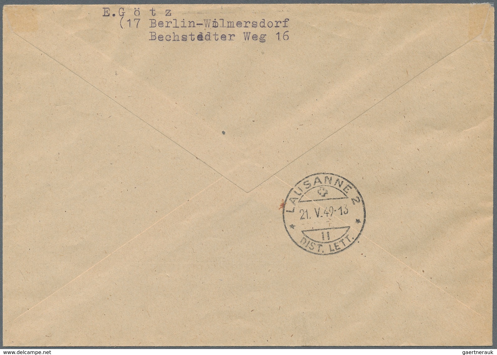 Berlin: 2 DM Rotaufdruck Als EF Auf Auslands-R-Bf. Ab Berlin-Grunewald Vom 18.5.49 In Die Schweiz Mi - Other & Unclassified