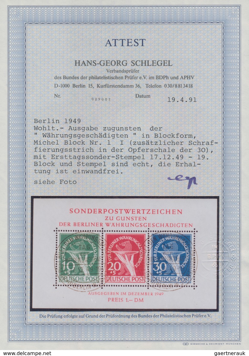 Berlin: 1949, Blockausgabe „Für Berliner Währungsgeschädigte” Mit ESST Vom 17.12.49, Der Block Ist M - Other & Unclassified