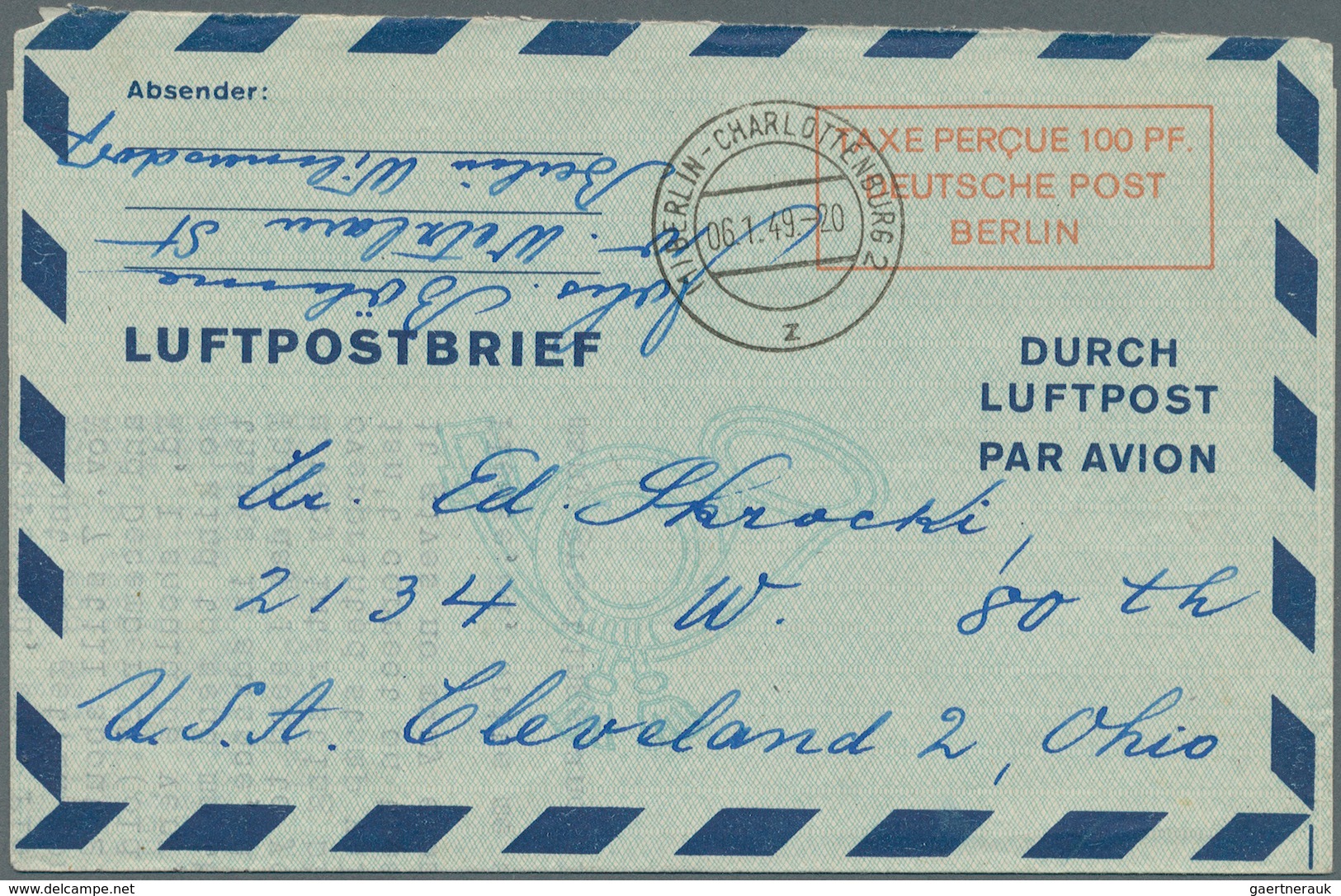 Berlin - Ganzsachen: 1948/49, Lot Von 4 Luftpostfaltbriefen 100 Pf, Posthorn Mit Doppellinie, Versch - Sonstige & Ohne Zuordnung